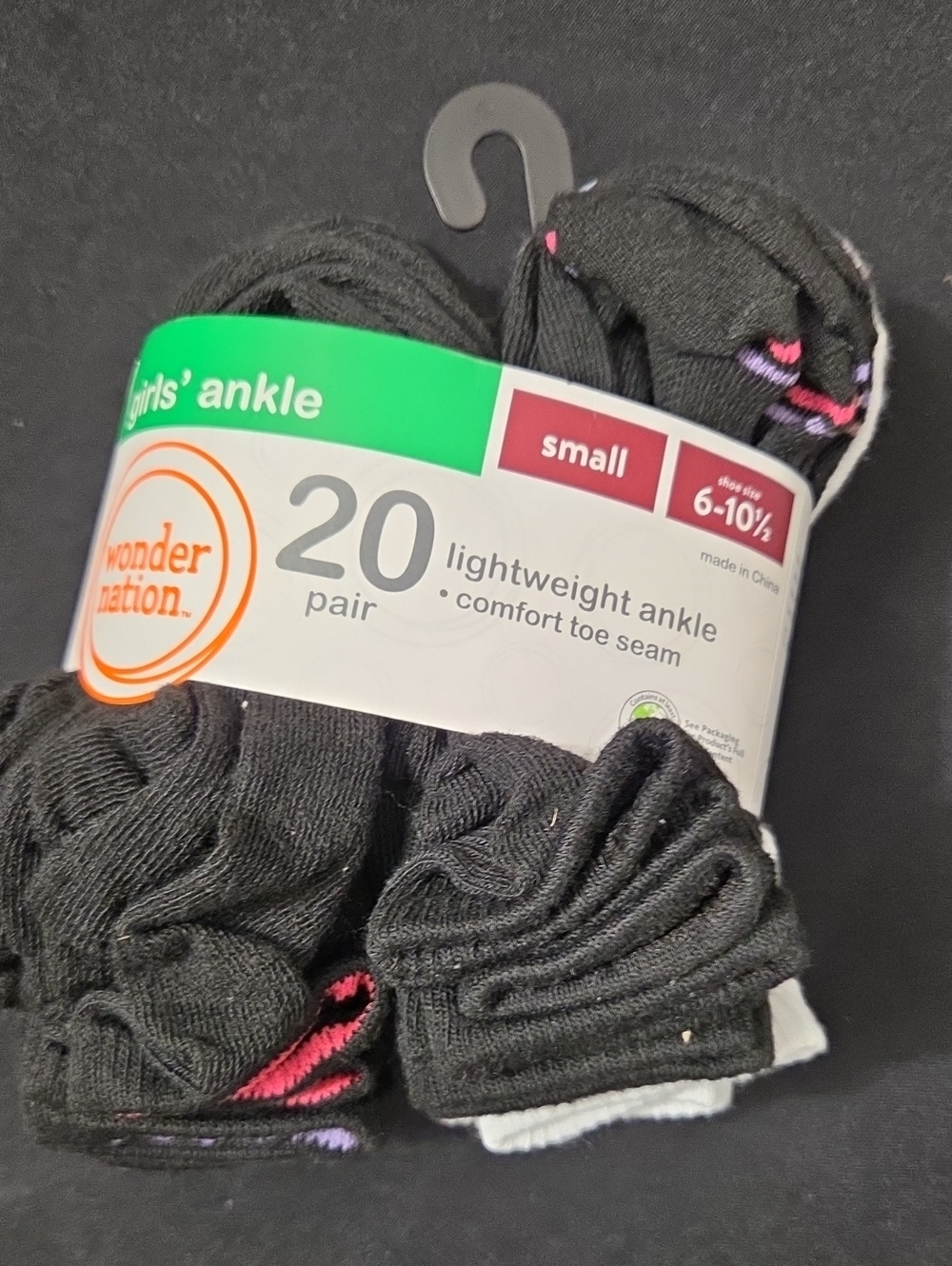 Wonder nation girls ankle socks 20 pairs